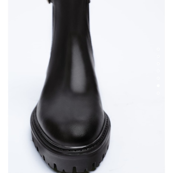 ZARA Leather Ankle Boots With Buckle - Picture 5 of 7